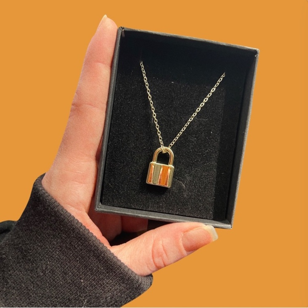 14k Gold Plated Lock Necklace